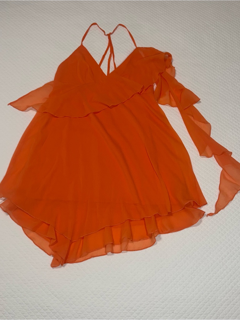 ASOS Orange Ruffle Halter Mini Dress